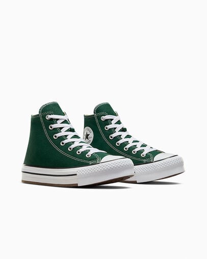 Green / White / Beige White Converse Chuck Taylor All Star EVA Lift Kids' Platform Shoes Singapore | C-48156029