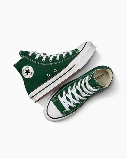 Green / White / Beige White Converse Chuck Taylor All Star EVA Lift Kids' Platform Shoes Singapore | C-48156029