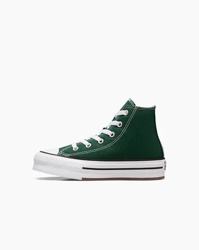Green / White / Beige White Converse Chuck Taylor All Star EVA Lift Kids' Platform Shoes Singapore | C-18632579