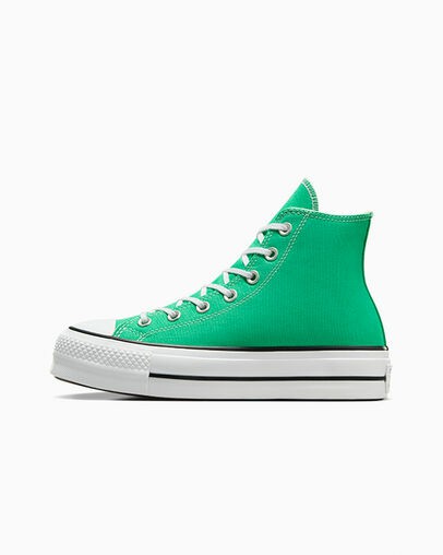 Green / White / Black Converse Chuck Taylor All Star Lift Platform Women Canvas Shoes Singapore | C-62781599