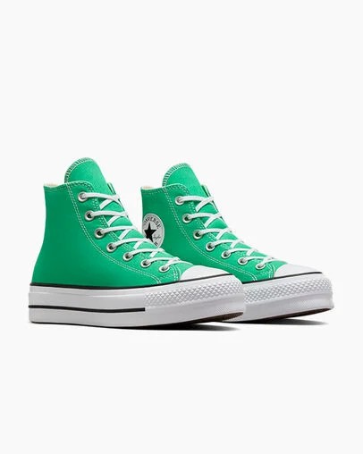 Green / White / Black Converse Chuck Taylor All Star Lift Platform Women Canvas Shoes Singapore | C-62781599