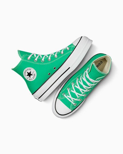 Green / White / Black Converse Chuck Taylor All Star Lift Platform Women Canvas Shoes Singapore | C-62781599
