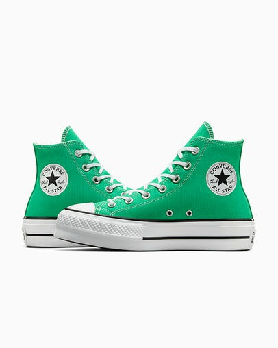 Green / White / Black Converse Chuck Taylor All Star Lift Platform Women Canvas Shoes Singapore | C-62781599