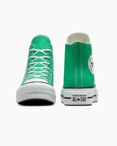 Green / White / Black Converse Chuck Taylor All Star Lift Platform Women Canvas Shoes Singapore | C-62781599
