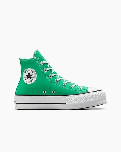 Green / White / Black Converse Chuck Taylor All Star Lift Platform Women Canvas Shoes Singapore | C-62781599