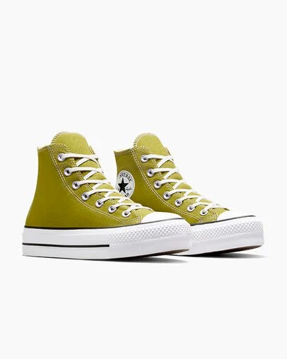 Green / White / Black Converse Chuck Taylor All Star Lift Platform Women Canvas Shoes Singapore | C-64219709