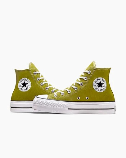 Green / White / Black Converse Chuck Taylor All Star Lift Platform Women Canvas Shoes Singapore | C-64219709