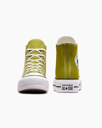 Green / White / Black Converse Chuck Taylor All Star Lift Platform Women Canvas Shoes Singapore | C-64219709