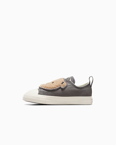 Grey Converse Chuck Taylor All Star One Strap Sherpa Bear Kids' Sneakers Singapore | C-90324679
