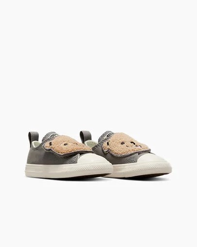Grey Converse Chuck Taylor All Star One Strap Sherpa Bear Kids' Sneakers Singapore | C-90324679