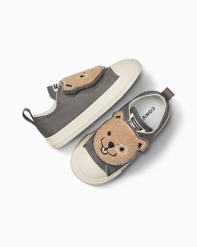 Grey Converse Chuck Taylor All Star One Strap Sherpa Bear Kids' Sneakers Singapore | C-90324679