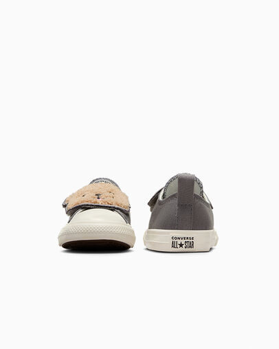 Grey Converse Chuck Taylor All Star One Strap Sherpa Bear Kids' Sneakers Singapore | C-90324679