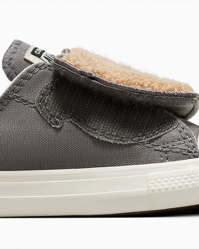 Grey Converse Chuck Taylor All Star One Strap Sherpa Bear Kids' Sneakers Singapore | C-90324679