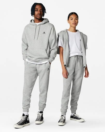 Grey Converse Go-To Embroidered Star Chevron Standard-Fit Men Sweatpants Singapore | C-98361759