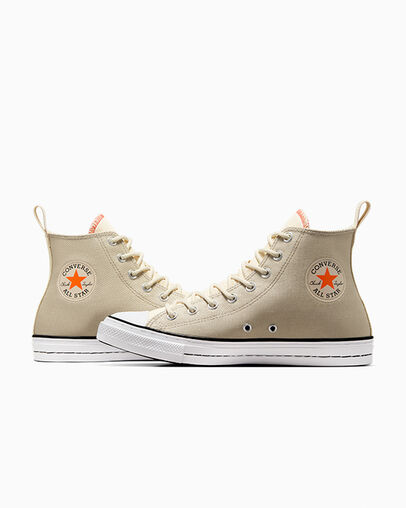 Grey / Beige White Converse Chuck Taylor All Star Vintage Athletic Men Sneakers Singapore | C-15890349