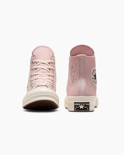 Grey / Pink Converse Chuck 70 Pearls & Studs Women Sneakers Singapore | C-89372459