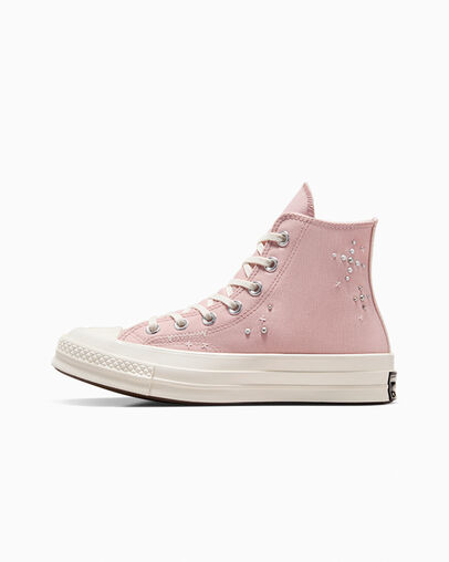 Grey / Pink Converse Chuck 70 Pearls & Studs Women Sneakers Singapore | C-46781359