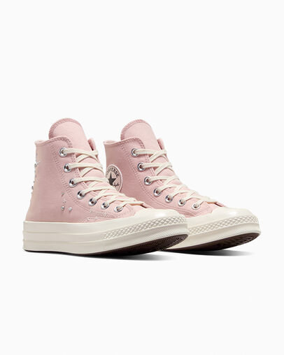 Grey / Pink Converse Chuck 70 Pearls & Studs Women Sneakers Singapore | C-46781359