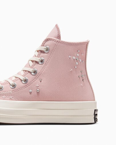 Grey / Pink Converse Chuck 70 Pearls & Studs Women Sneakers Singapore | C-46781359