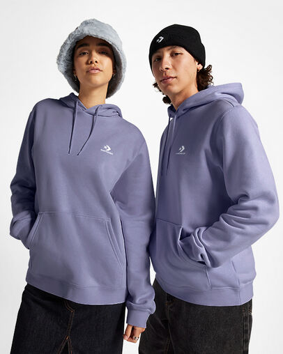 Lavender Grey Converse Go-To Embroidered Star Chevron Standard-Fit Fleece Men Hoodie Singapore | C-19427039