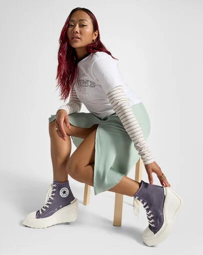 Lavender Grey / Black Converse Chuck 70 De Luxe Wedge Women Sneakers Singapore | C-85934609
