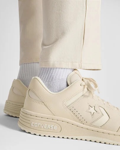 Light Beige Converse Weapon Leather Men Basketball Shoes Singapore | C-61073929