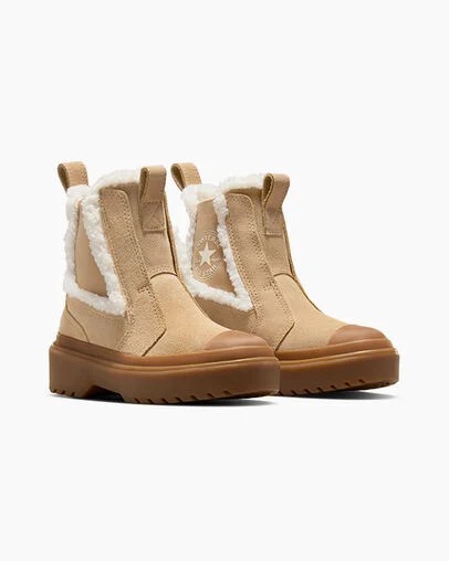 Light Brown Converse Chuck Taylor All Star Chelsea Lugged Suede Kids' Sneakers Singapore | C-26054919