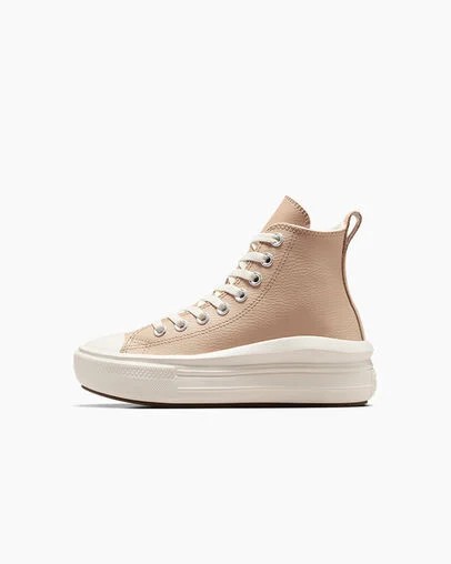 Light Brown Converse Chuck Taylor All Star Move Leather Kids' Sneakers Singapore | C-83651029