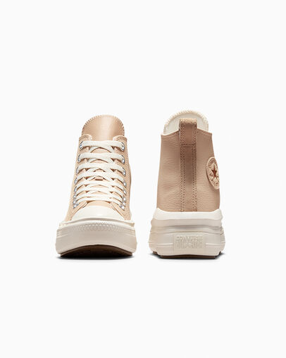 Light Brown Converse Chuck Taylor All Star Move Leather Kids' Sneakers Singapore | C-83651029