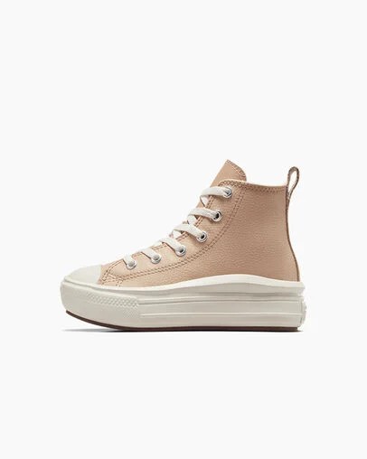 Light Brown Converse Chuck Taylor All Star Move Leather Kids' Sneakers Singapore | C-50678199