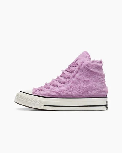 Light Purple / Black Converse Chuck 70 Faux Fur Women Sneakers Singapore | C-40813599