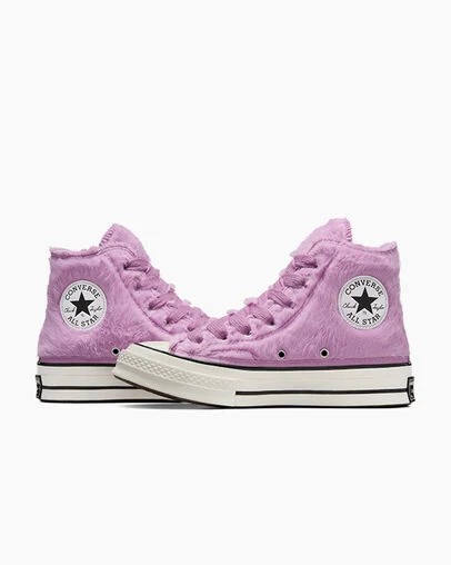 Light Purple / Black Converse Chuck 70 Faux Fur Women Sneakers Singapore | C-40813599