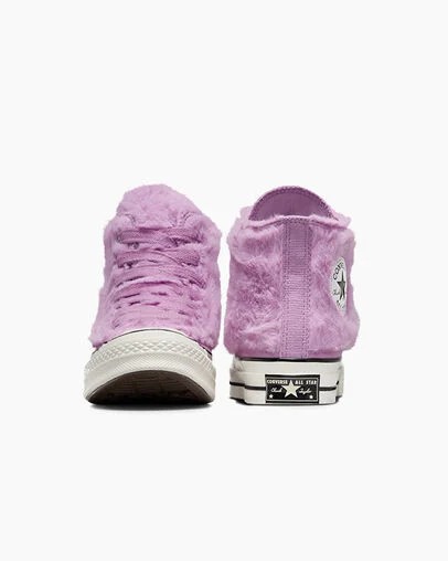 Light Purple / Black Converse Chuck 70 Faux Fur Women Sneakers Singapore | C-40813599