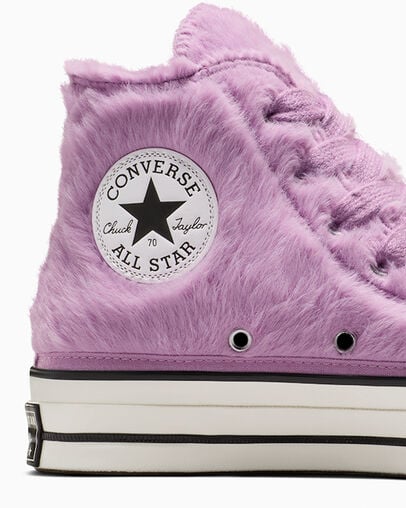 Light Purple / Black Converse Chuck 70 Faux Fur Women Sneakers Singapore | C-40813599