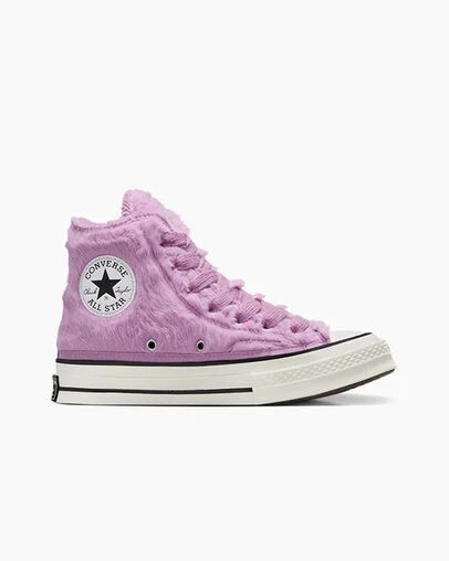 Light Purple / Black Converse Chuck 70 Faux Fur Women Sneakers Singapore | C-40813599