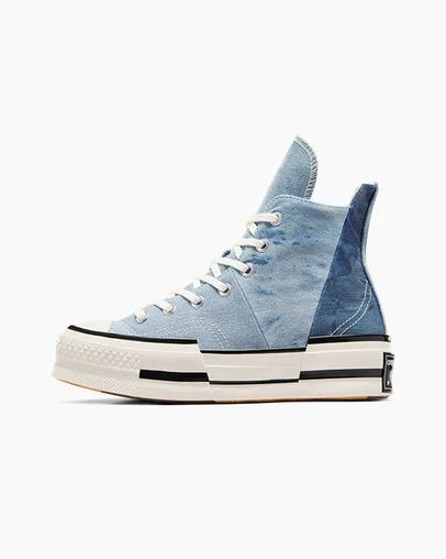 Navy / Black Converse Chuck 70 Plus Distressed Denim Women Sneakers Singapore | C-10937689