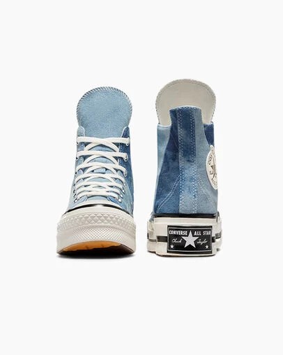 Navy / Black Converse Chuck 70 Plus Distressed Denim Women Sneakers Singapore | C-10937689