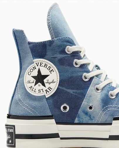Navy / Black Converse Chuck 70 Plus Distressed Denim Women Sneakers Singapore | C-10937689