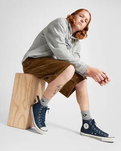 Navy / Black Converse Chuck Taylor All Star Pro Suede Men Skate Shoes Singapore | C-24768539