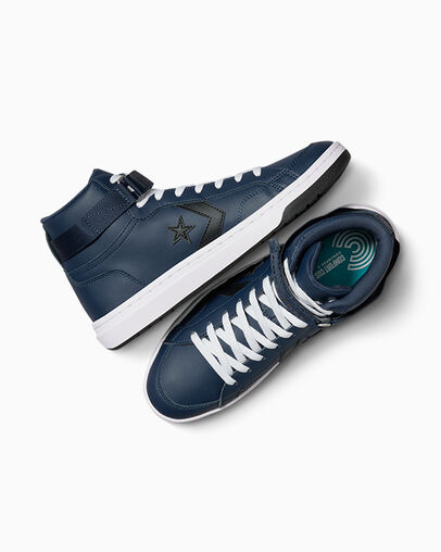 Navy / Black / White Converse Pro Blaze V2 Leather Women Basketball Shoes Singapore | C-28374659