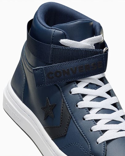Navy / Black / White Converse Pro Blaze V2 Leather Women Basketball Shoes Singapore | C-28374659