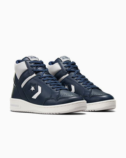 Navy / Grey Converse Weapon Leather Men Boots Singapore | C-85172409
