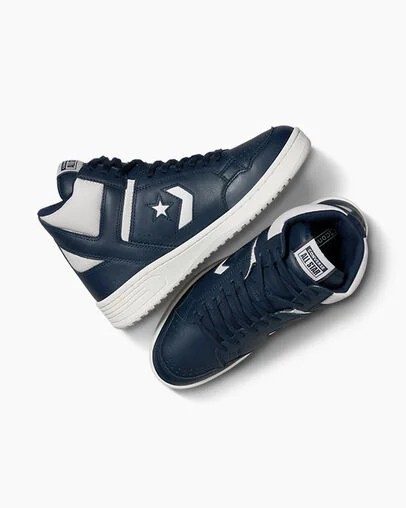 Navy / Grey Converse Weapon Leather Men Boots Singapore | C-85172409