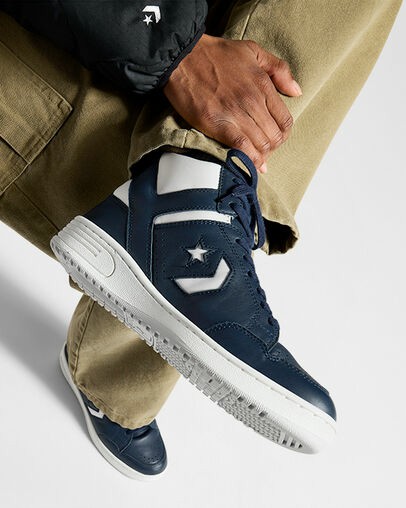 Navy / Grey Converse Weapon Leather Men Boots Singapore | C-85172409