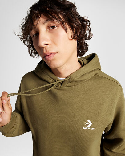 Olive Converse Go-To Embroidered Star Chevron Standard-Fit Fleece Women Hoodie Singapore | C-61328949