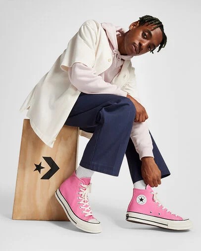 Pink / Black Converse Chuck 70 Women Canvas Shoes Singapore | C-84726139