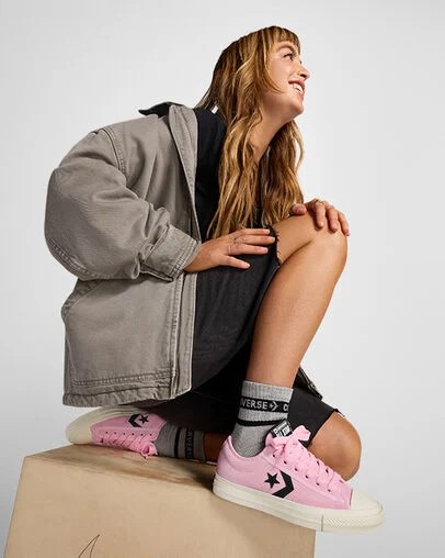 Pink / Grey Converse Star Player 76 Women Sneakers Singapore | C-10836479