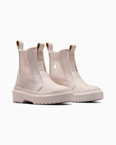 Pink / Pink Converse Chuck Taylor All Star Lugged Leather Kids' Boots Singapore | C-58601429