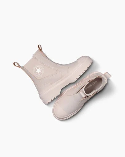Pink / Pink Converse Chuck Taylor All Star Lugged Leather Kids' Boots Singapore | C-58601429