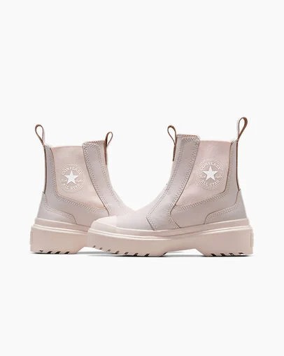 Pink / Pink Converse Chuck Taylor All Star Lugged Leather Kids' Boots Singapore | C-58601429